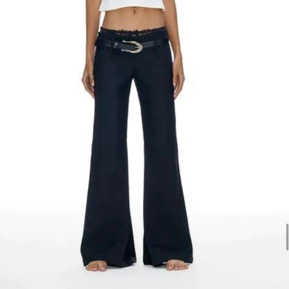 NEUTRAL LOW WAIST BLACK FLARED PANTS || FIBFLX